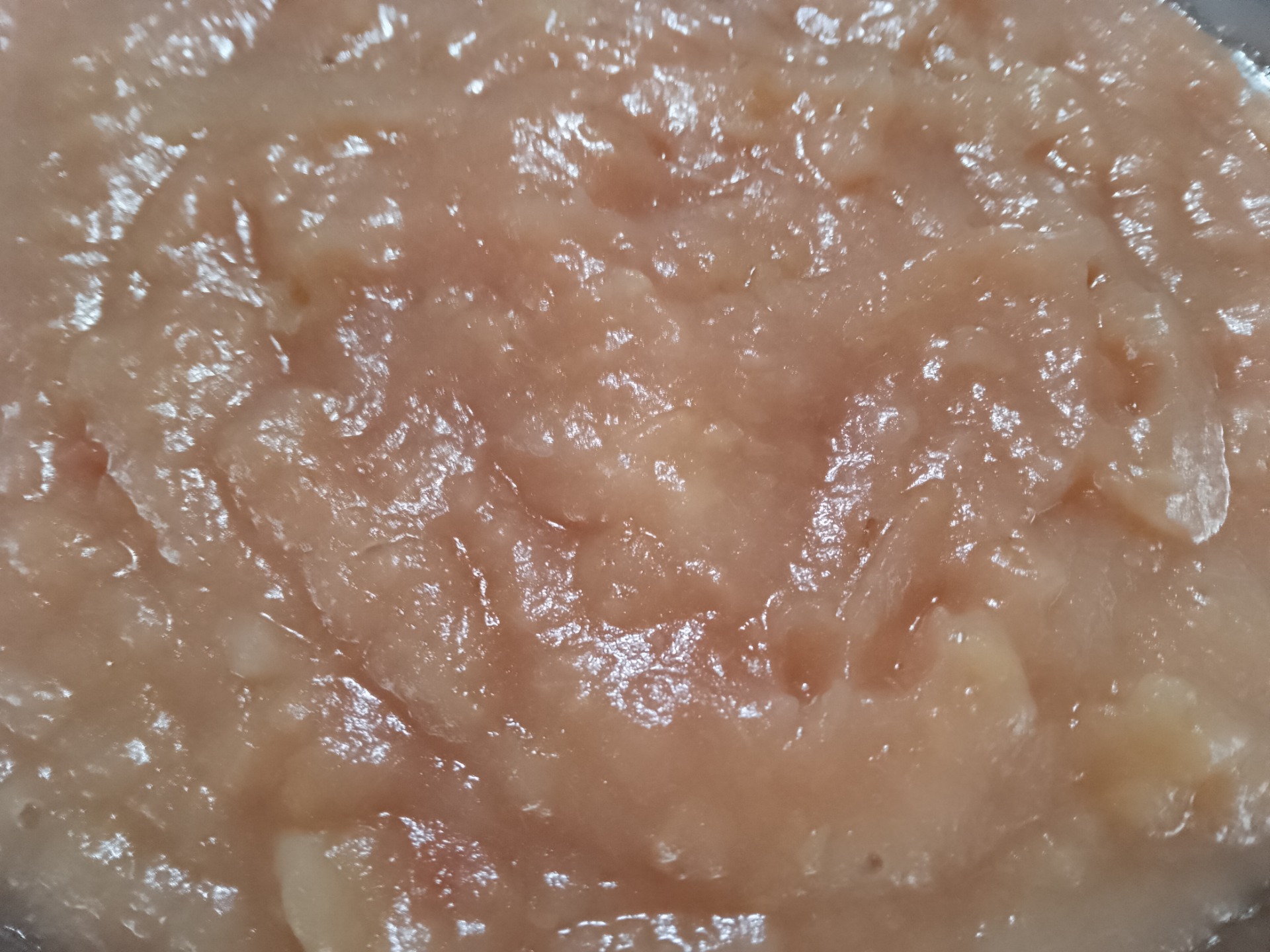 fertiges Apfelmus Nahaufnahme; die Schalen sind so weich, das sie beim Mixen verschwinden